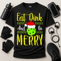 Santa Gift For Pickleball Plyer Eat Dink And Be Merry Cooling Performance Crew T-Shirt