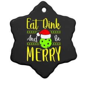 Santa Gift For Pickleball Plyer Eat Dink And Be Merry Ceramic Star Ornament