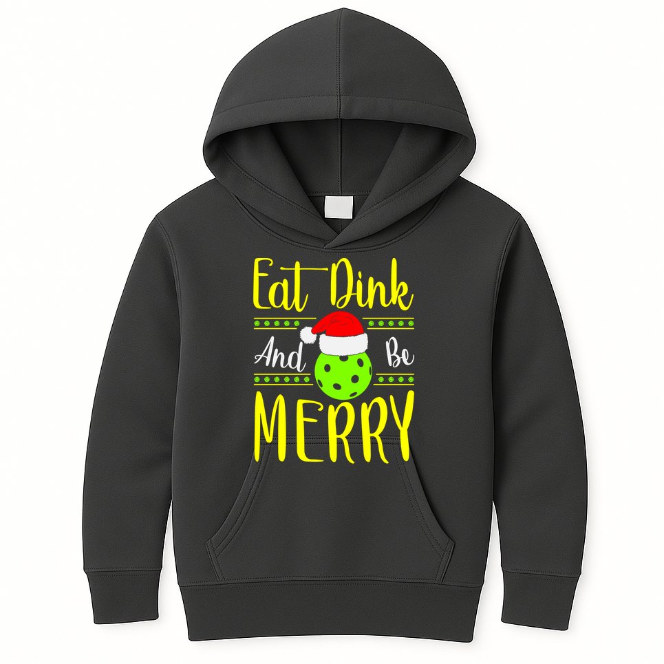 Santa Gift For Pickleball Plyer Eat Dink And Be Merry Kids Hoodie