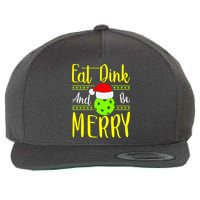Santa Gift For Pickleball Plyer Eat Dink And Be Merry Wool Snapback Cap