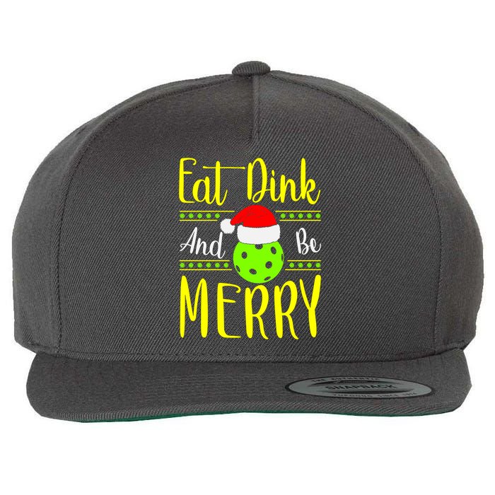 Santa Gift For Pickleball Plyer Eat Dink And Be Merry Wool Snapback Cap