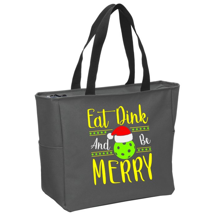 Santa Gift For Pickleball Plyer Eat Dink And Be Merry Zip Tote Bag