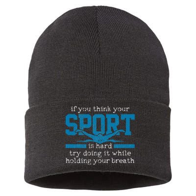 Swimmer Gift Funny Swimming Sports Quote Sustainable Knit Beanie