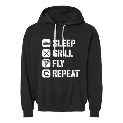 Sleep Grill Fly Repeat Garment-Dyed Fleece Hoodie