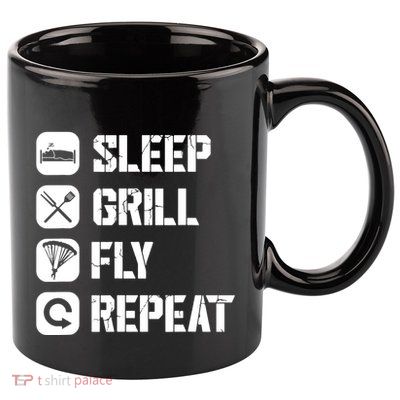 Sleep Grill Fly Repeat 11oz C Handle Ceramic Mug