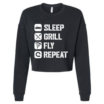 Sleep Grill Fly Repeat Cropped Pullover Crew