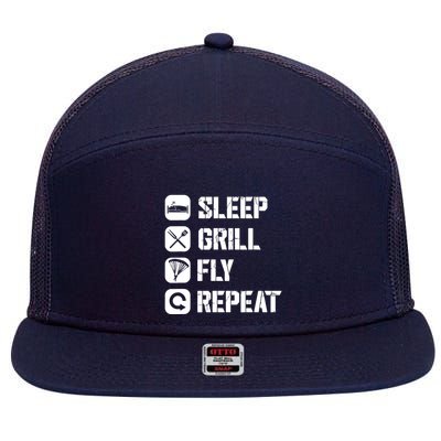 Sleep Grill Fly Repeat 7 Panel Mesh Trucker Snapback Hat