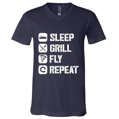Sleep Grill Fly Repeat V-Neck T-Shirt