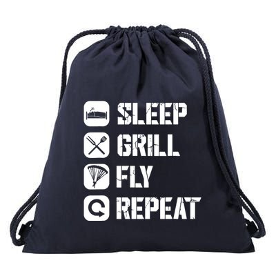 Sleep Grill Fly Repeat Drawstring Bag