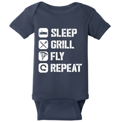 Sleep Grill Fly Repeat Baby Bodysuit