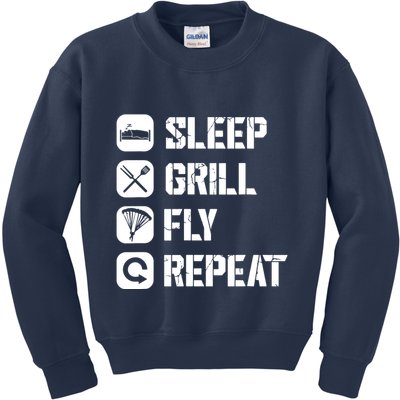 Sleep Grill Fly Repeat Kids Sweatshirt