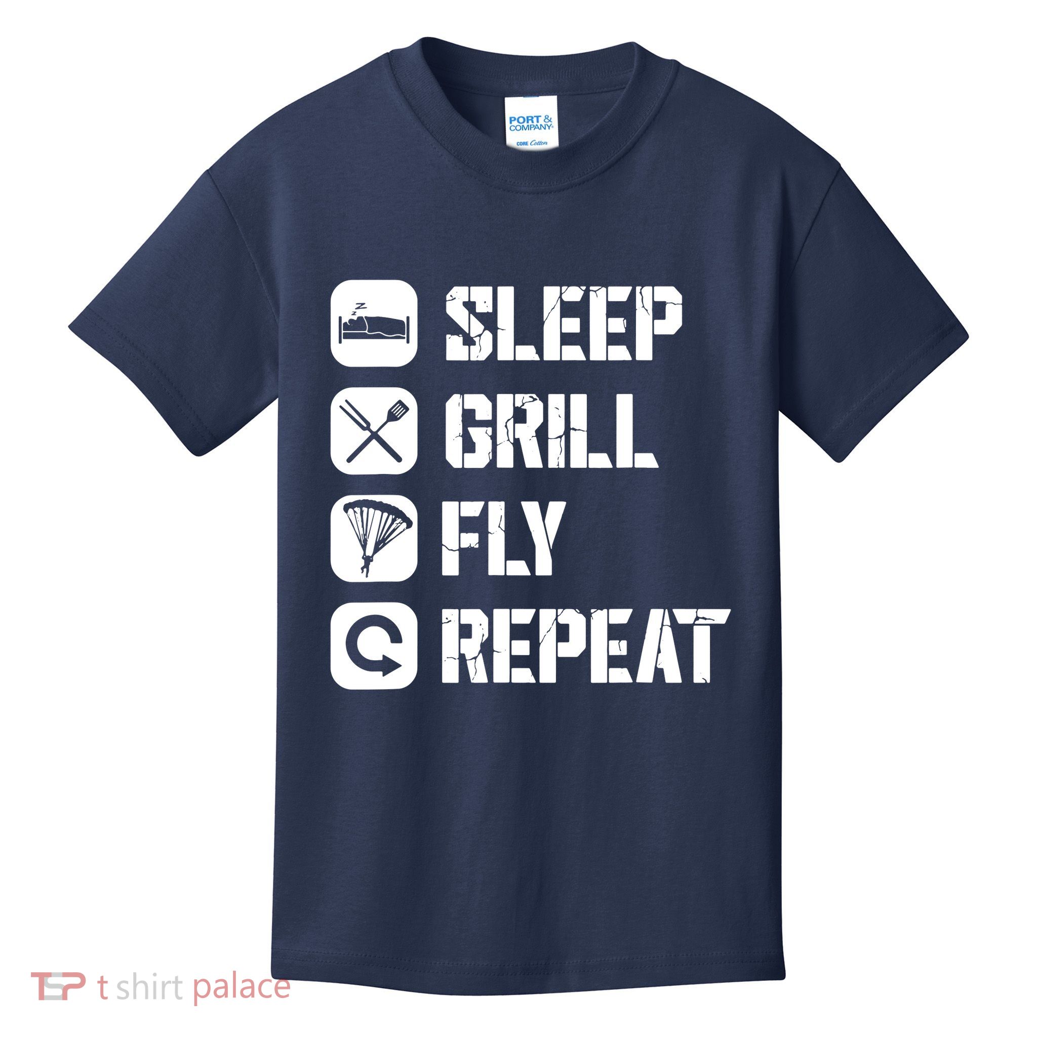 Sleep Grill Fly Repeat Kids T-Shirt