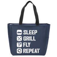 Sleep Grill Fly Repeat Zip Tote Bag
