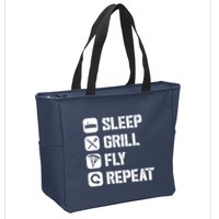 Sleep Grill Fly Repeat Zip Tote Bag