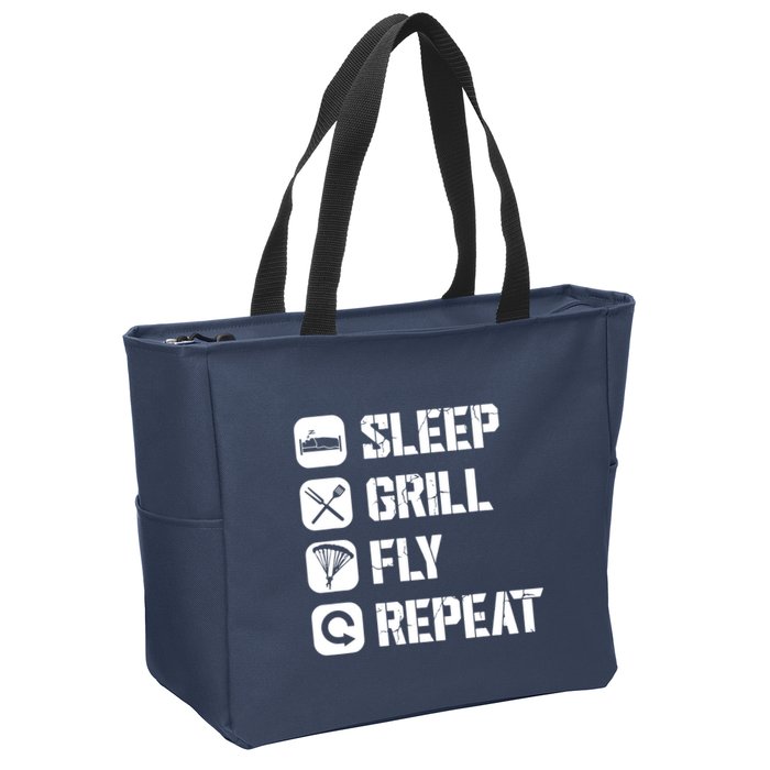 Sleep Grill Fly Repeat Zip Tote Bag