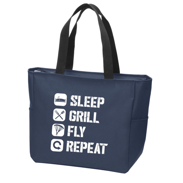 Sleep Grill Fly Repeat Zip Tote Bag