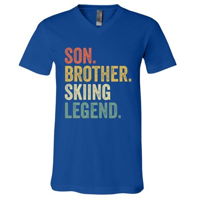 Ski Gift Funny Funny Gift Son Skiing Cute Gift V-Neck T-Shirt