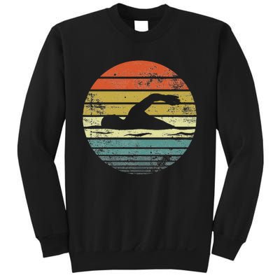 Swimmer Gifts Funny Retro Vintage Sunset Swim Coach Sweatshirt