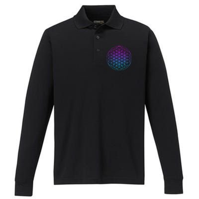 Sacred Geometry Flower Of Life Performance Long Sleeve Polo