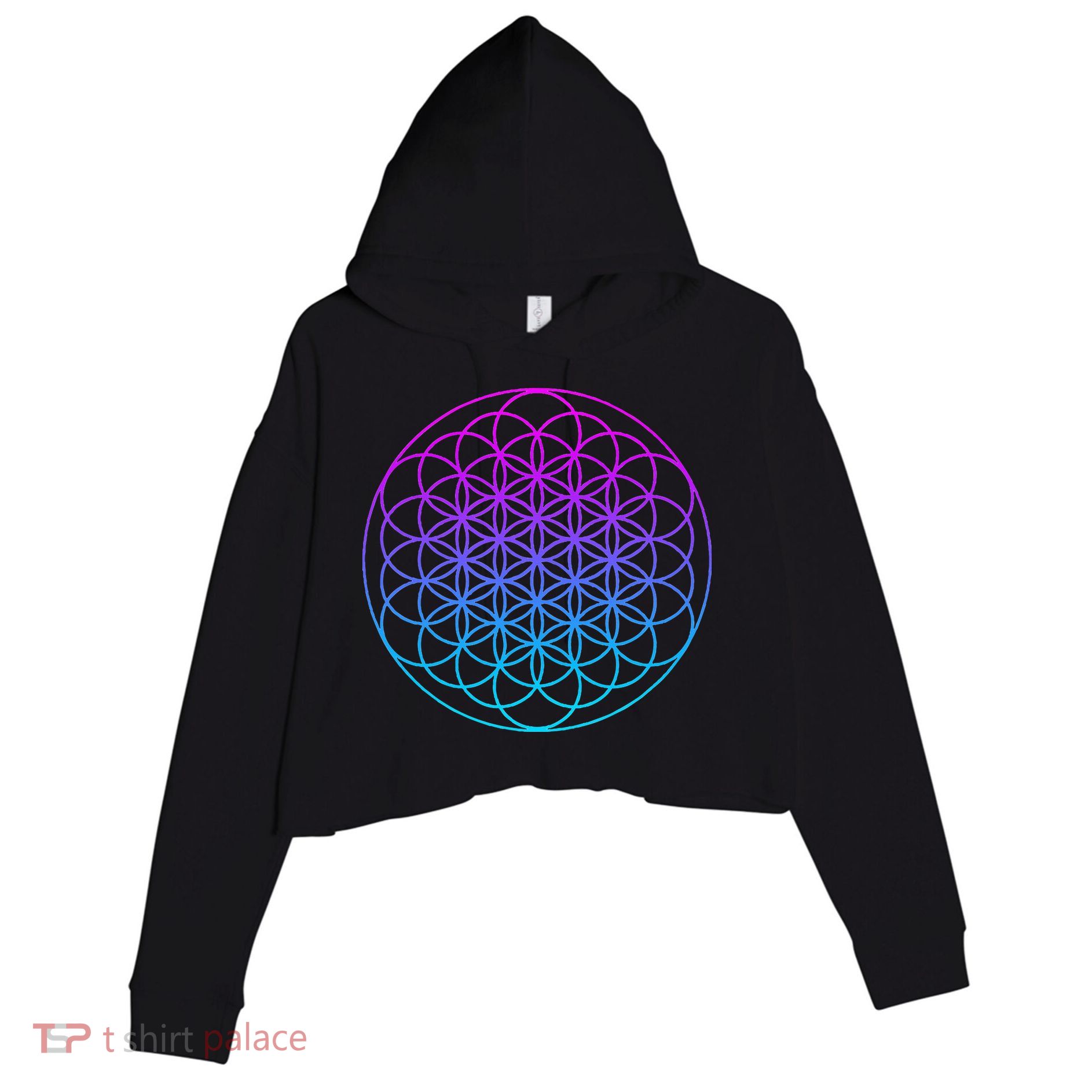 Sacred Geometry Flower Of Life Crop Fleece Hoodie