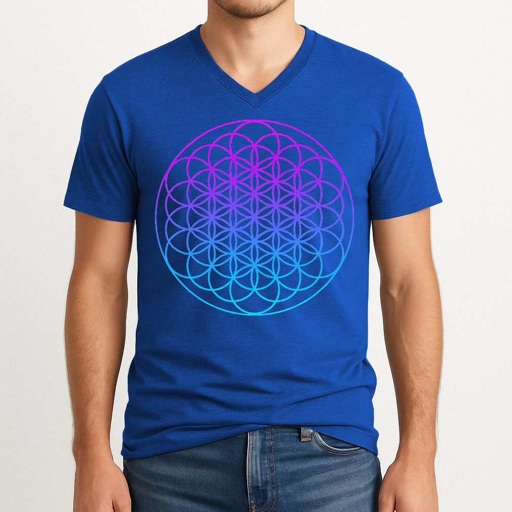 Sacred Geometry Flower Of Life V-Neck T-Shirt
