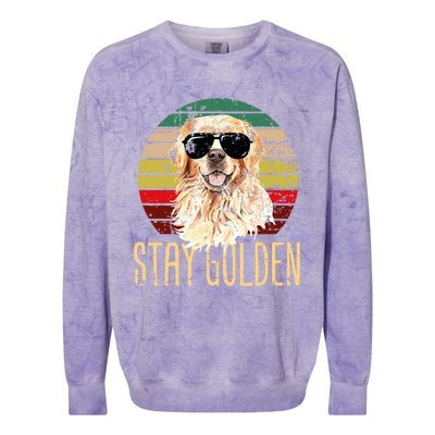 Stay Golden Funny Retro Golden Retriever Dog Breed Lover Colorblast Crewneck Sweatshirt