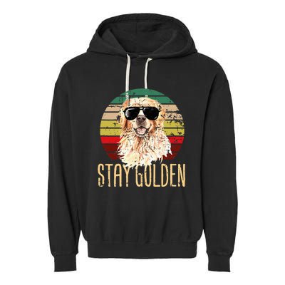 Stay Golden Funny Retro Golden Retriever Dog Breed Lover Garment-Dyed Fleece Hoodie