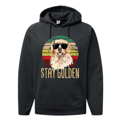 Stay Golden Funny Retro Golden Retriever Dog Breed Lover Performance Fleece Hoodie