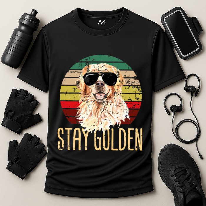 Stay Golden Funny Retro Golden Retriever Dog Breed Lover Cooling Performance Crew T-Shirt