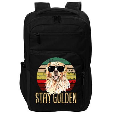 Stay Golden Funny Retro Golden Retriever Dog Breed Lover Impact Tech Backpack