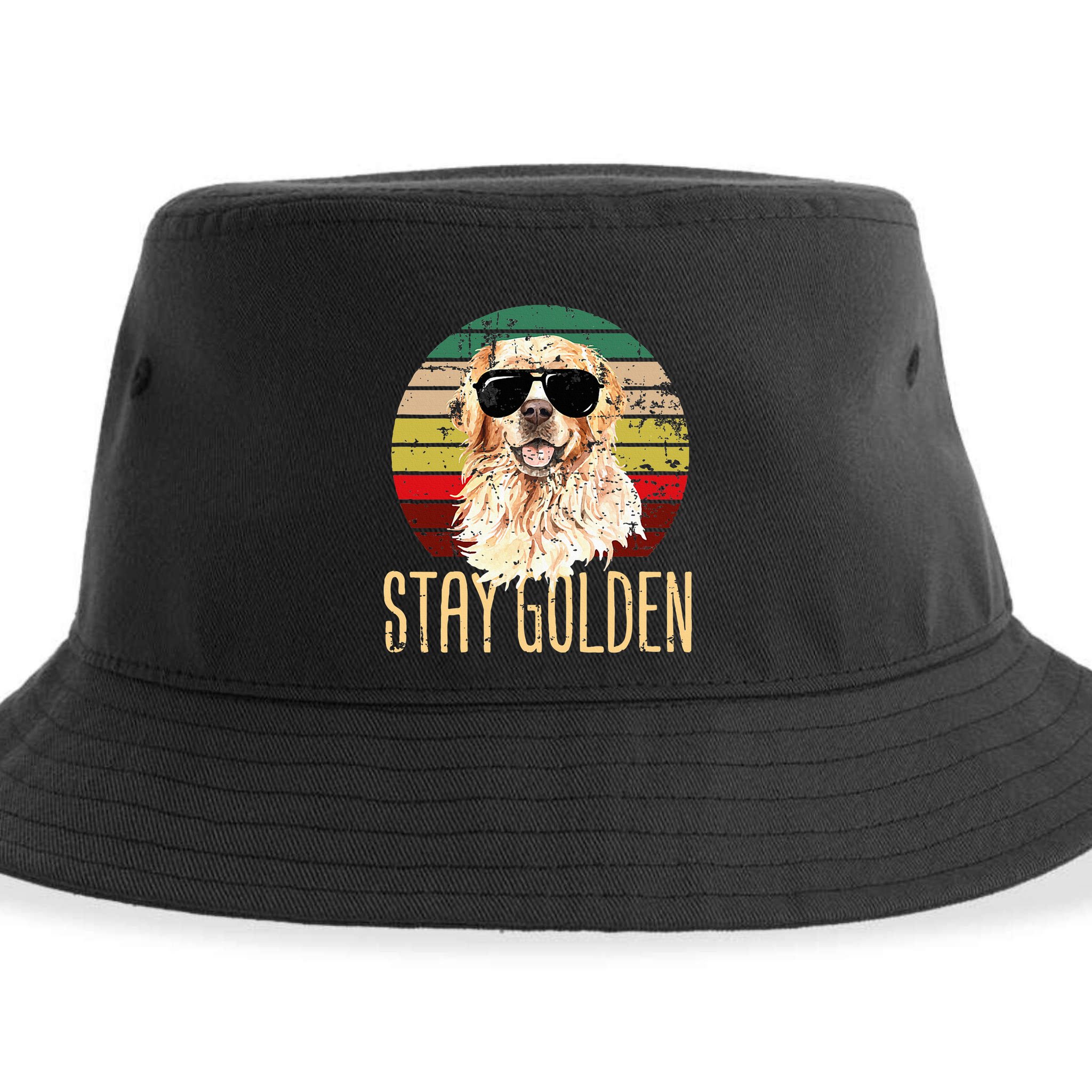 Stay Golden Funny Retro Golden Retriever Dog Breed Lover Sustainable Bucket Hat