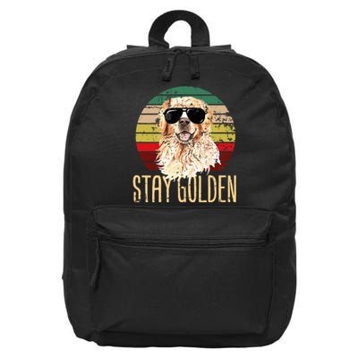 Stay Golden Funny Retro Golden Retriever Dog Breed Lover 16 in Basic Backpack