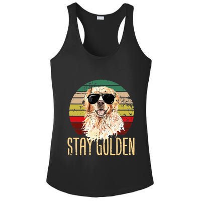 Stay Golden Funny Retro Golden Retriever Dog Breed Lover Ladies PosiCharge Competitor Racerback Tank