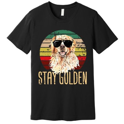 Stay Golden Funny Retro Golden Retriever Dog Breed Lover Premium T-Shirt