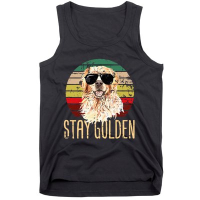 Stay Golden Funny Retro Golden Retriever Dog Breed Lover Tank Top