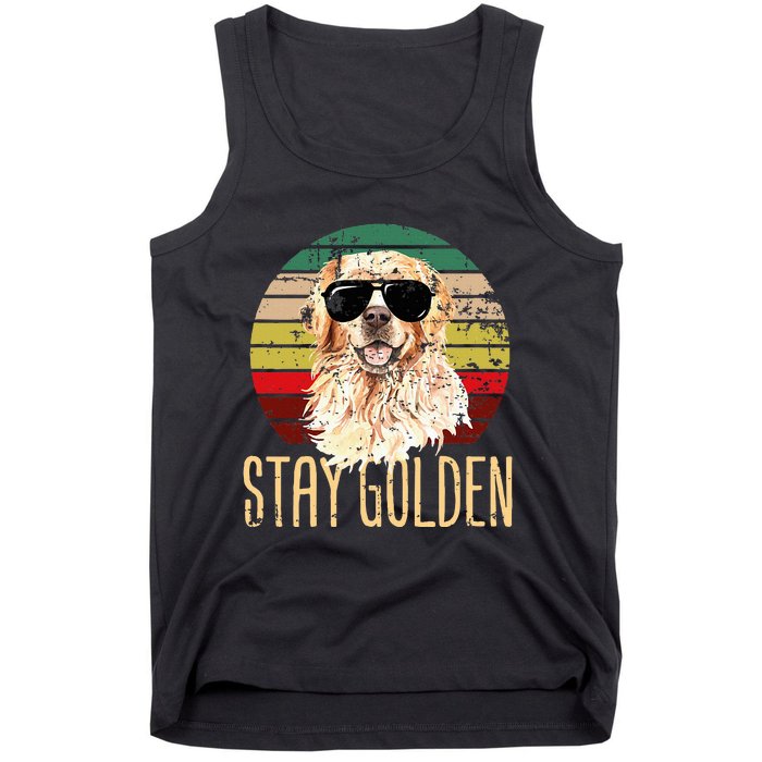 Stay Golden Funny Retro Golden Retriever Dog Breed Lover Tank Top