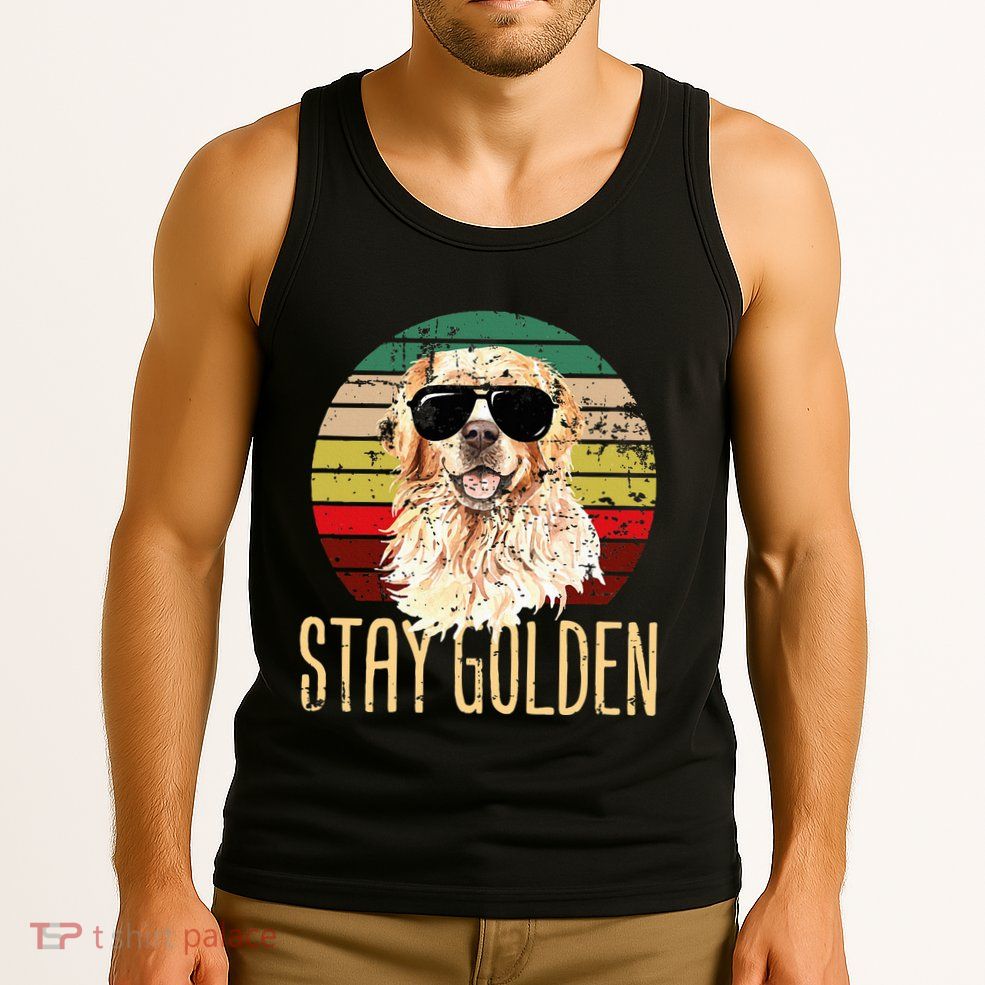 Stay Golden Funny Retro Golden Retriever Dog Breed Lover Tank Top