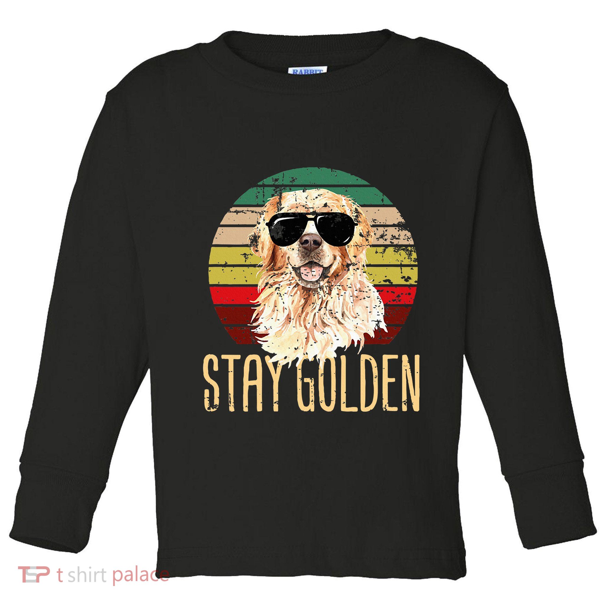 Stay Golden Funny Retro Golden Retriever Dog Breed Lover Toddler Long Sleeve Shirt