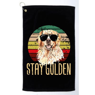 Stay Golden Funny Retro Golden Retriever Dog Breed Lover Golf Towel