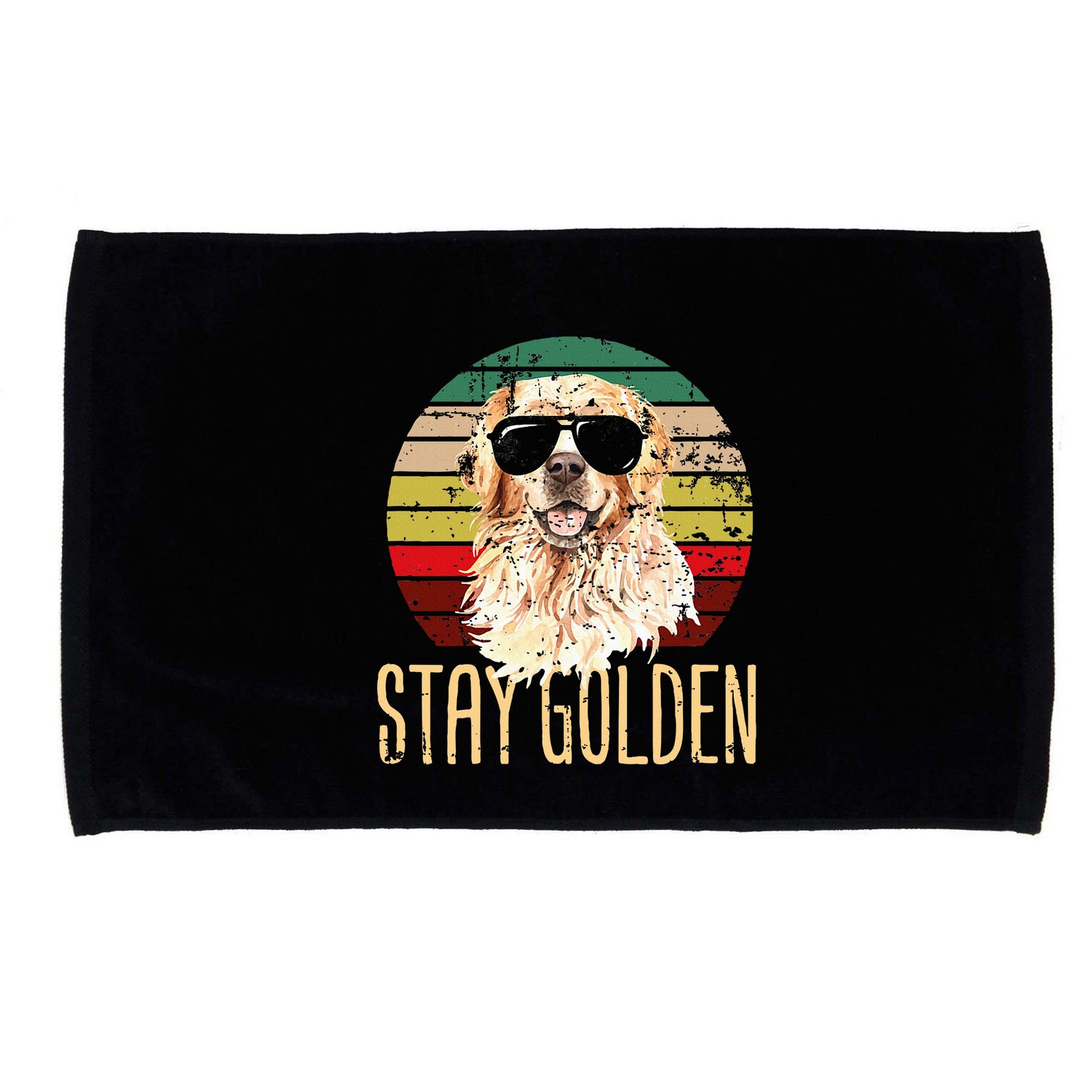 Stay Golden Funny Retro Golden Retriever Dog Breed Lover Microfiber Hand Towel