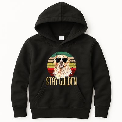 Stay Golden Funny Retro Golden Retriever Dog Breed Lover Kids Hoodie