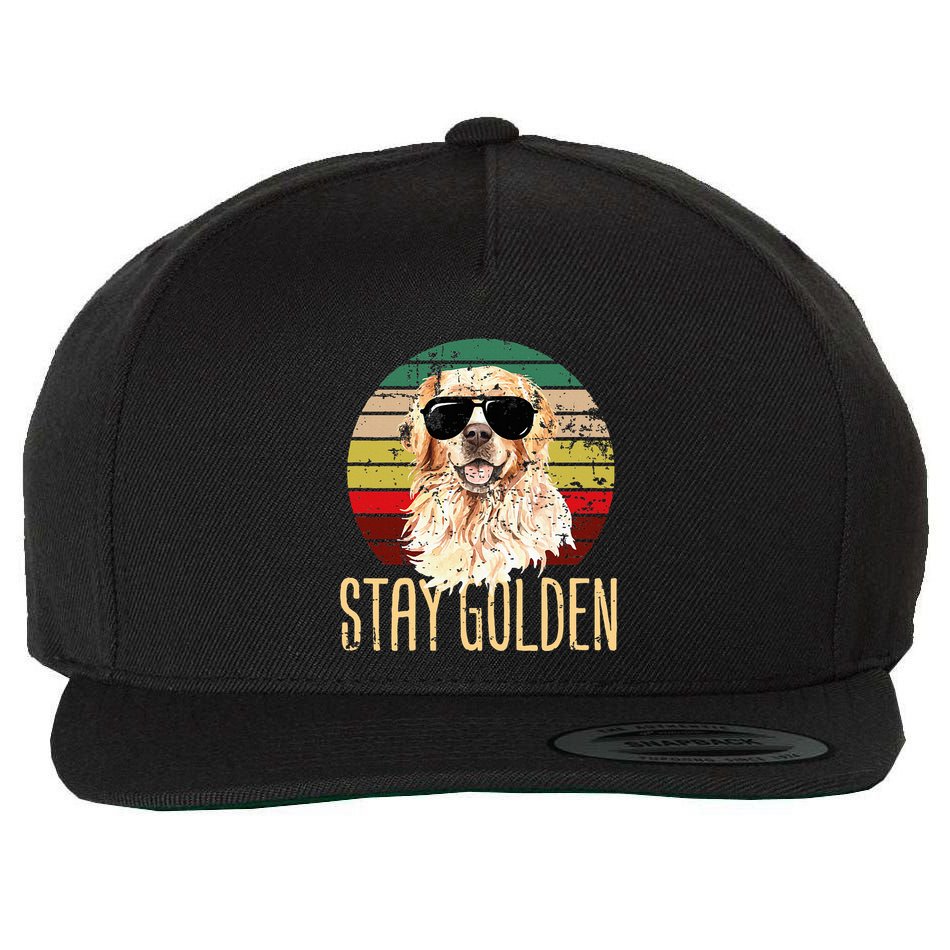 Stay Golden Funny Retro Golden Retriever Dog Breed Lover Wool Snapback Cap