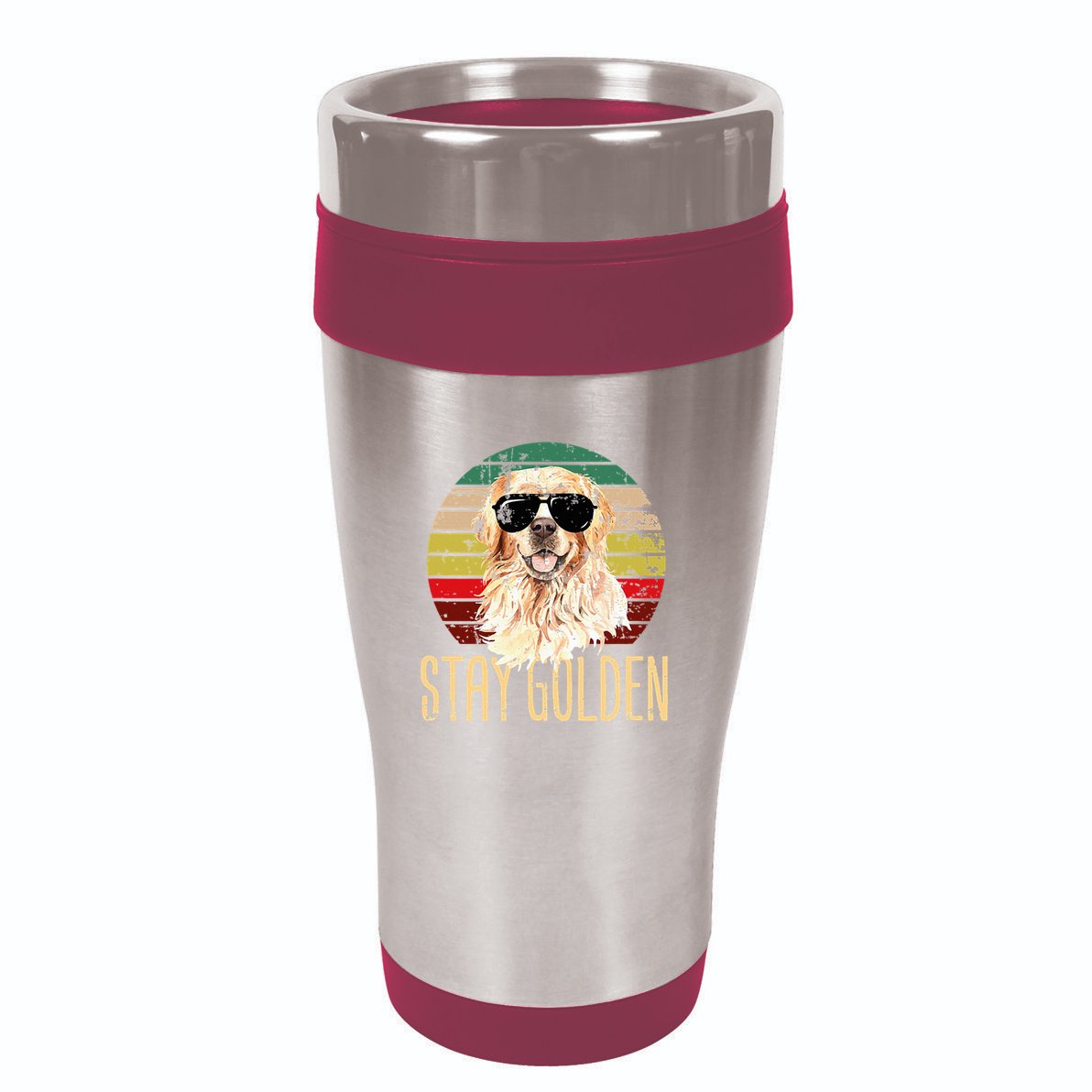 Stay Golden Funny Retro Golden Retriever Dog Breed Lover 16oz Travel Tumbler