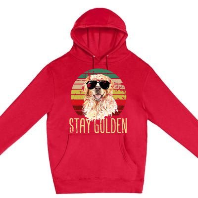 Stay Golden Funny Retro Golden Retriever Dog Breed Lover Premium Pullover Hoodie