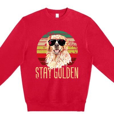 Stay Golden Funny Retro Golden Retriever Dog Breed Lover Premium Crewneck Sweatshirt