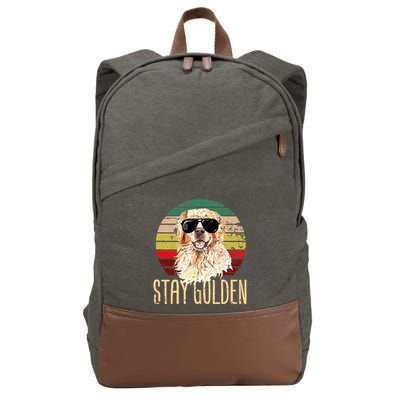 Stay Golden Funny Retro Golden Retriever Dog Breed Lover Cotton Canvas Backpack