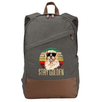 Stay Golden Funny Retro Golden Retriever Dog Breed Lover Cotton Canvas Backpack