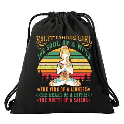 Sagittarius Girl For Yoga Black Women Birthday Gifts Drawstring Bag