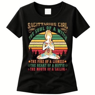 Sagittarius Girl For Yoga Black Women Birthday Gifts Womens T-Shirt