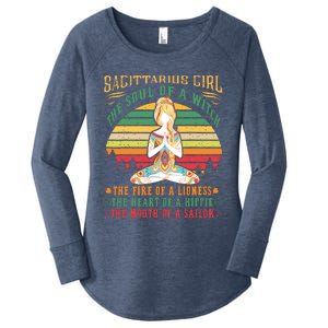 Sagittarius Girl For Yoga Black Women Birthday Gifts Women's Perfect Tri Tunic Long Sleeve Shirt